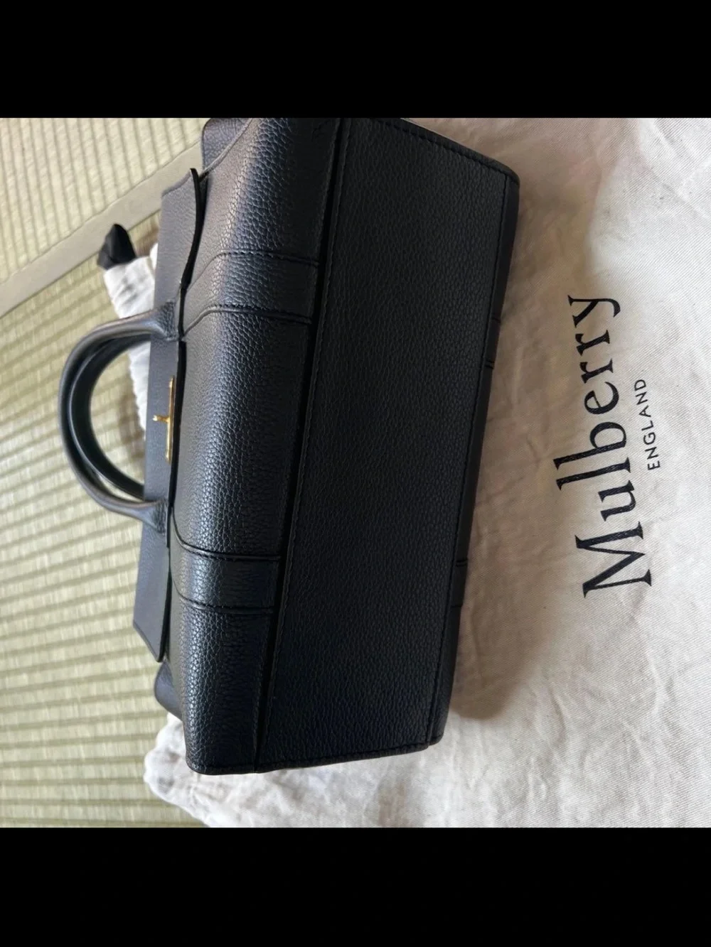 Mulberry Black Leather Bayswater Satchel with Gold Turn-Lock